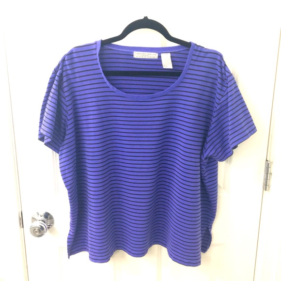 Carolyn Taylor Tops - 🔴 Carolyn Taylor top plus size t shirt blue and black striped short sleeves